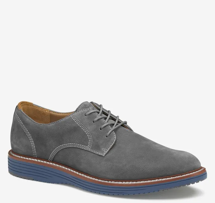 Men Upton Plain Toe Gray Nubuck JohnstonandMurphy LaceUps