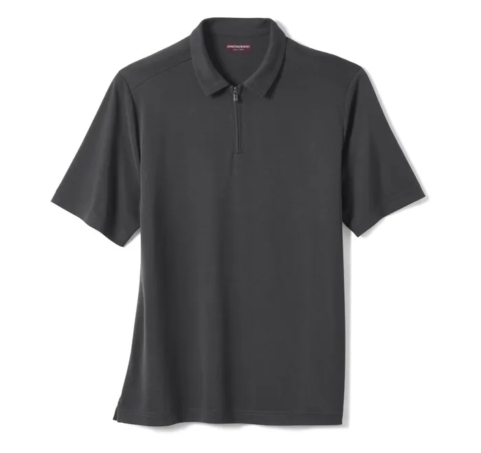 Men Vintage Birdseye Zip Polo Black JohnstonandMurphy Polos and Tees Men Vintage Birdseye Zip Polo Black JohnstonandMurphy Polos and Tees