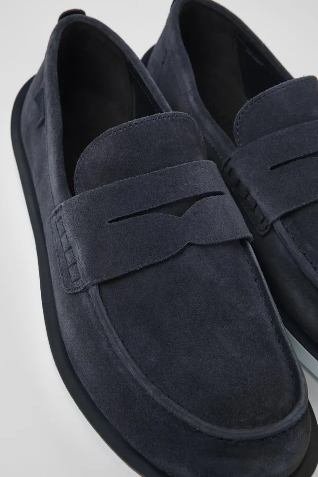Men Wagon Blue Nubuck Moccasin Camper Formal Shoes