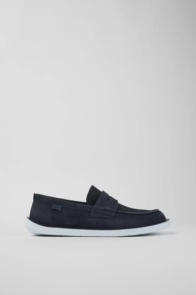 Men Wagon Blue Nubuck Moccasin Camper Formal Shoes Men Wagon Blue Nubuck Moccasin Camper Formal Shoes