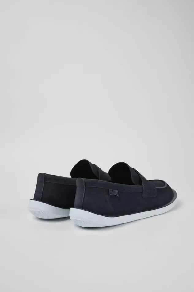 Men Wagon Blue Nubuck Moccasin Camper Formal Shoes Men Wagon Blue Nubuck Moccasin Camper Formal Shoes