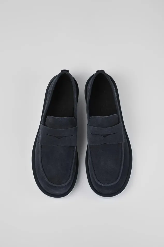 Men Wagon Blue Nubuck Moccasin Camper Formal Shoes Men Wagon Blue Nubuck Moccasin Camper Formal Shoes