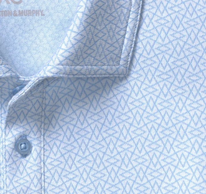 Men Xc4 Jacquard Performance Polo Light Blue Abstract JohnstonandMurphy Polos and Tees Men Xc4 Jacquard Performance Polo Light Blue Abstract JohnstonandMurphy Polos and Tees