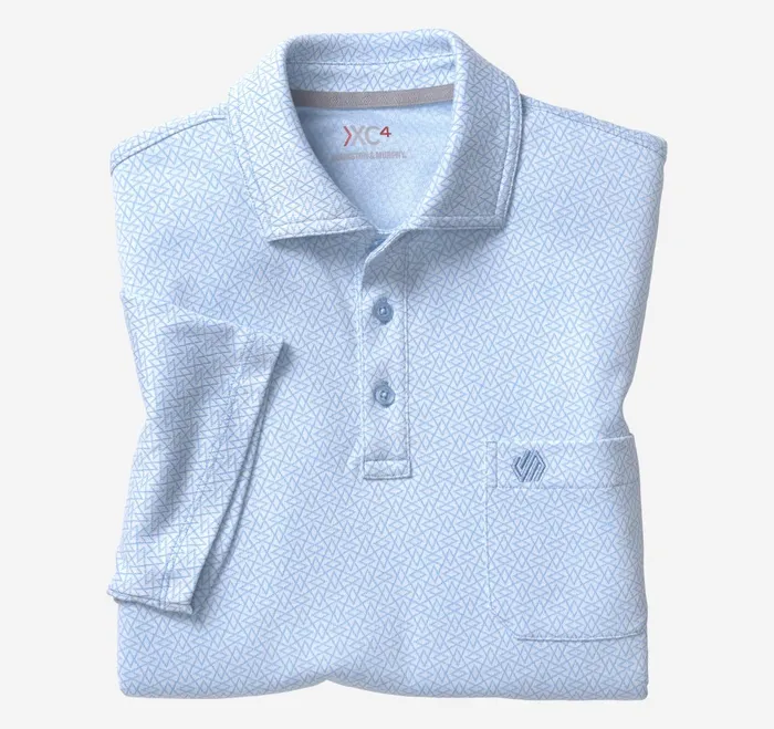 Men Xc4 Jacquard Performance Polo Light Blue Abstract JohnstonandMurphy Polos and Tees Men Xc4 Jacquard Performance Polo Light Blue Abstract JohnstonandMurphy Polos and Tees