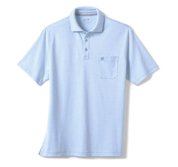 Men Xc4 Jacquard Performance Polo Light Blue Abstract JohnstonandMurphy Polos and Tees Men Xc4 Jacquard Performance Polo Light Blue Abstract JohnstonandMurphy Polos and Tees