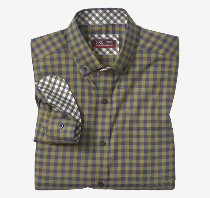 Men Xc4 Sport LongSleeve Shirt Olive JohnstonandMurphy Shirts
