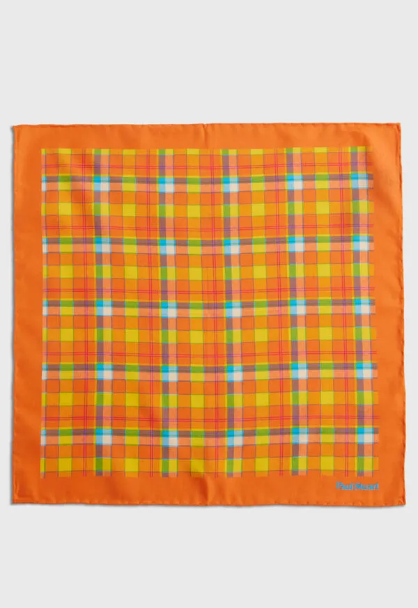 Mens Pocket Squares Paulstuart Habotai Silk Plaid Pocket Square Berry Mens Pocket Squares Paulstuart Habotai Silk Plaid Pocket Square Berry