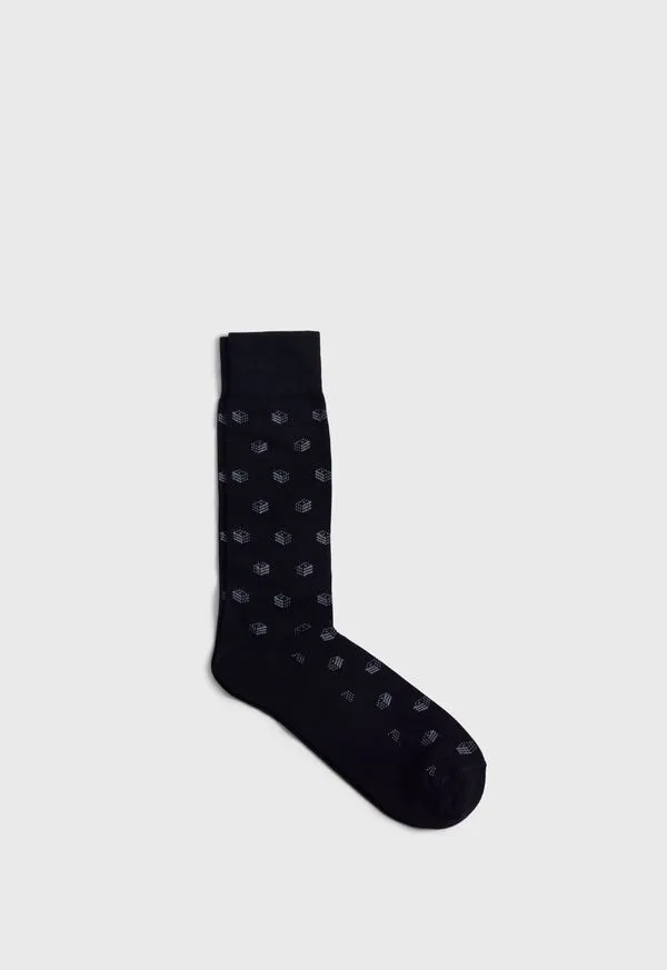 Mens Socks Paulstuart Deco Motif Sock Black