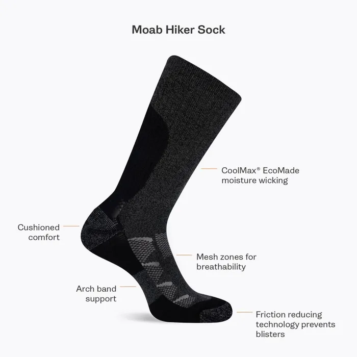 Merrell Accessories MenWomen Moab Hiking Quarter Sock Charcoal