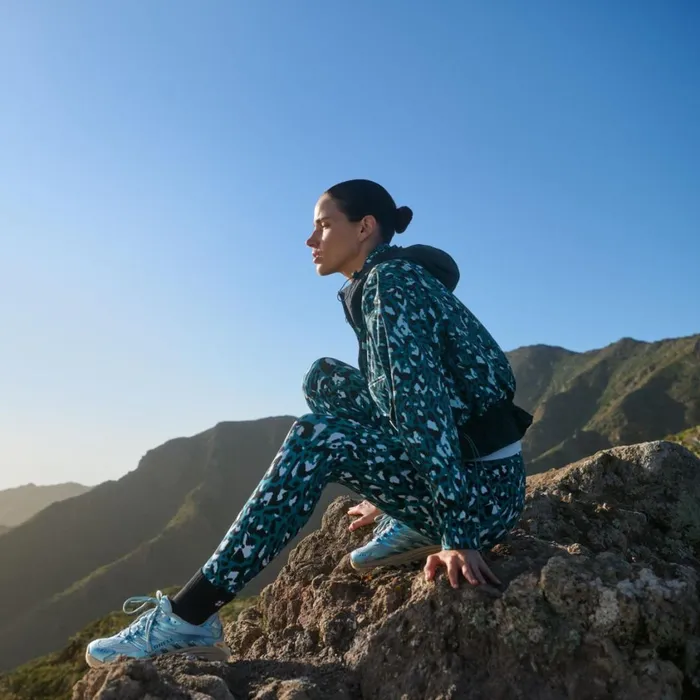 Merrell Bottoms Women Ascend Power Cargo Workout Legging X Sweaty Betty Blue Brushstroke Leopard
