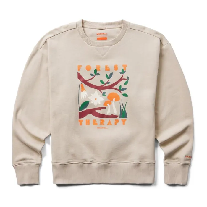 Merrell Tops Women Forest Therapy Fleece Crewneck Oyster Grey
