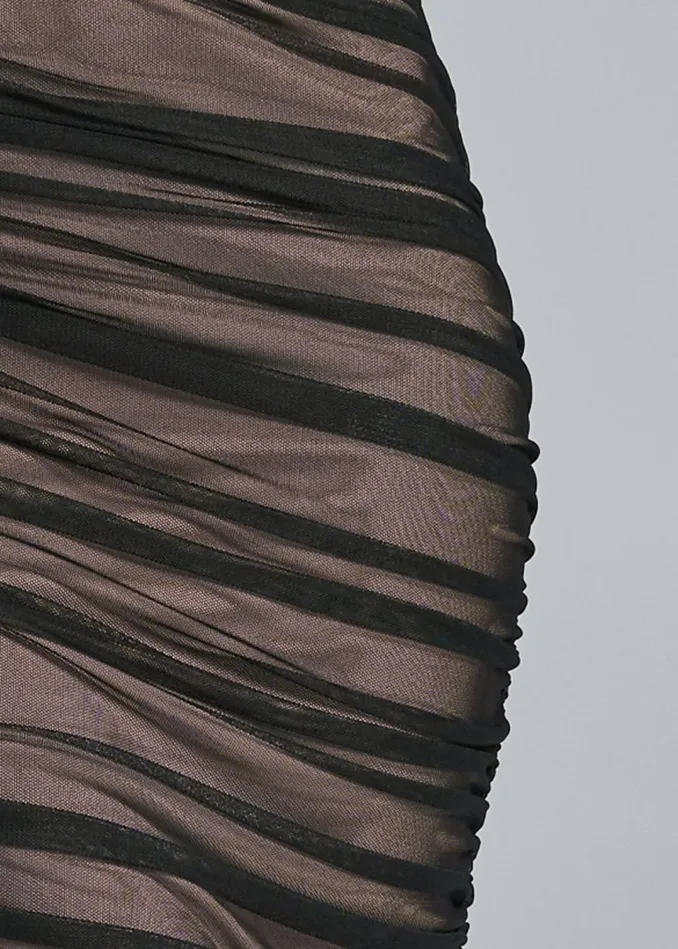 MESH RUCHED MIDI DRESS Black Women VENUS Midi Dresses