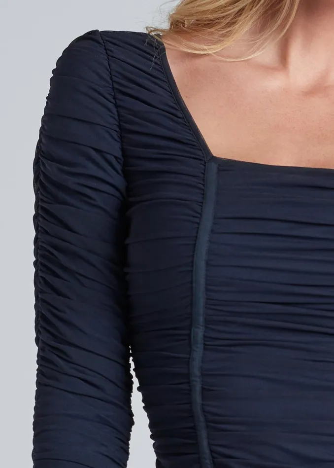 MESH RUCHED TOP Navy Women VENUS Night Out Tops