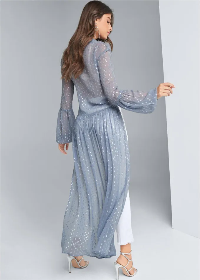 Metallic Highlow Top Blue Multi Women VENUS Night Out Tops