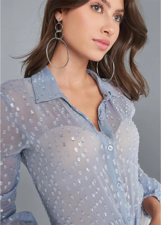 Metallic Highlow Top Blue Multi Women VENUS Night Out Tops