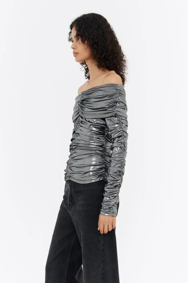 Metallic Silver Ruched Tshirt Silver Women Bimba Y Lola Party Metallic Silver Ruched Tshirt Silver Women Bimba Y Lola Party