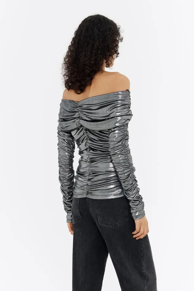 Metallic Silver Ruched Tshirt Silver Women Bimba Y Lola Party Metallic Silver Ruched Tshirt Silver Women Bimba Y Lola Party