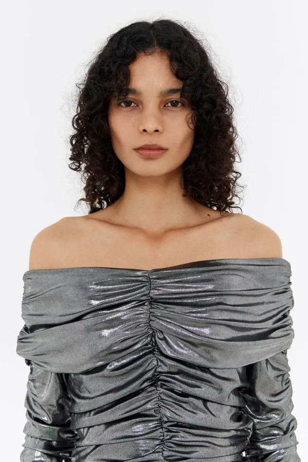 Metallic Silver Ruched Tshirt Silver Women Bimba Y Lola Party Metallic Silver Ruched Tshirt Silver Women Bimba Y Lola Party