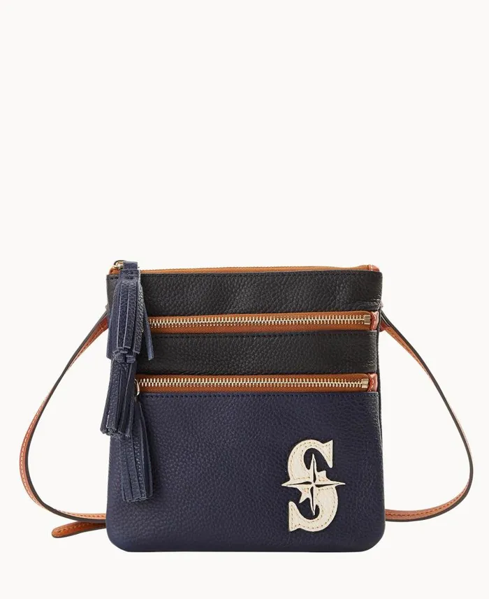 MLB Mariners Triple Zip Crossbody Mariners Woman Dooney and Bourke Crossbodies MLB Mariners Triple Zip Crossbody Mariners Woman Dooney and Bourke Crossbodies