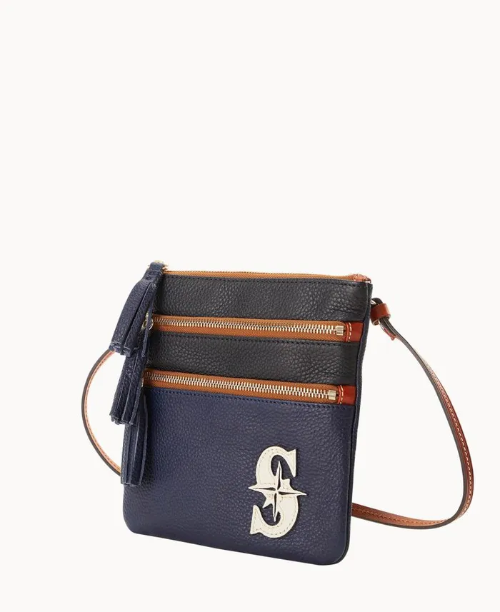 MLB Mariners Triple Zip Crossbody Mariners Woman Dooney and Bourke Crossbodies MLB Mariners Triple Zip Crossbody Mariners Woman Dooney and Bourke Crossbodies