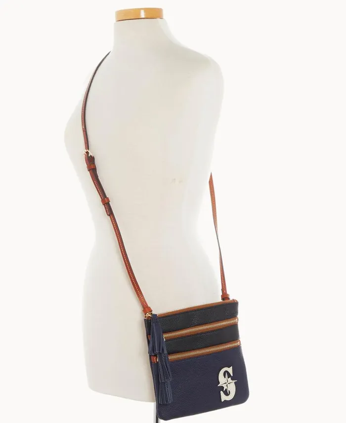 MLB Mariners Triple Zip Crossbody Mariners Woman Dooney and Bourke Crossbodies MLB Mariners Triple Zip Crossbody Mariners Woman Dooney and Bourke Crossbodies