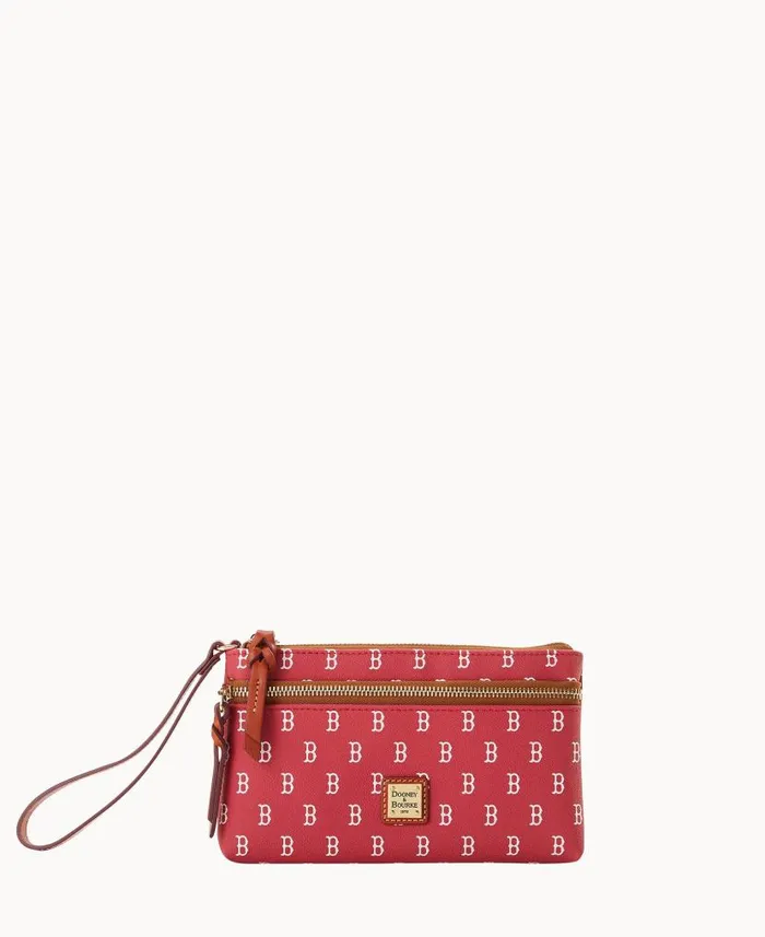 MLB Red Sox Double Zip Wristlet Boston Red Sox ManWoman Dooney and Bourke Wallets MLB Red Sox Double Zip Wristlet Boston Red Sox ManWoman Dooney and Bourke Wallets