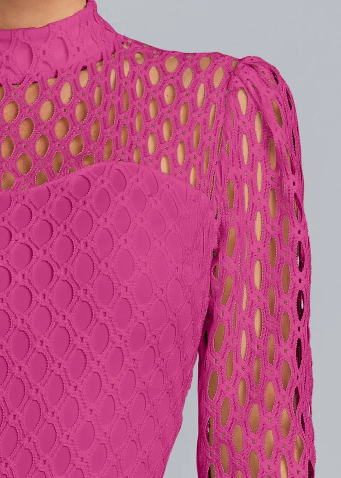 Mockneck Lace Dress Fuchsia Women VENUS Midi Dresses