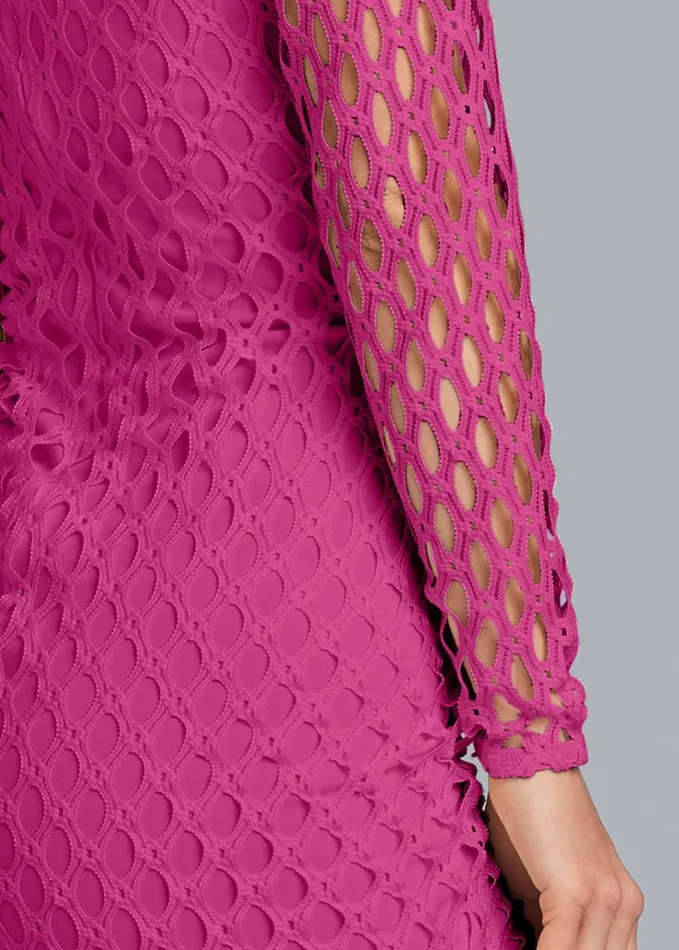 Mockneck Lace Dress Fuchsia Women VENUS Midi Dresses