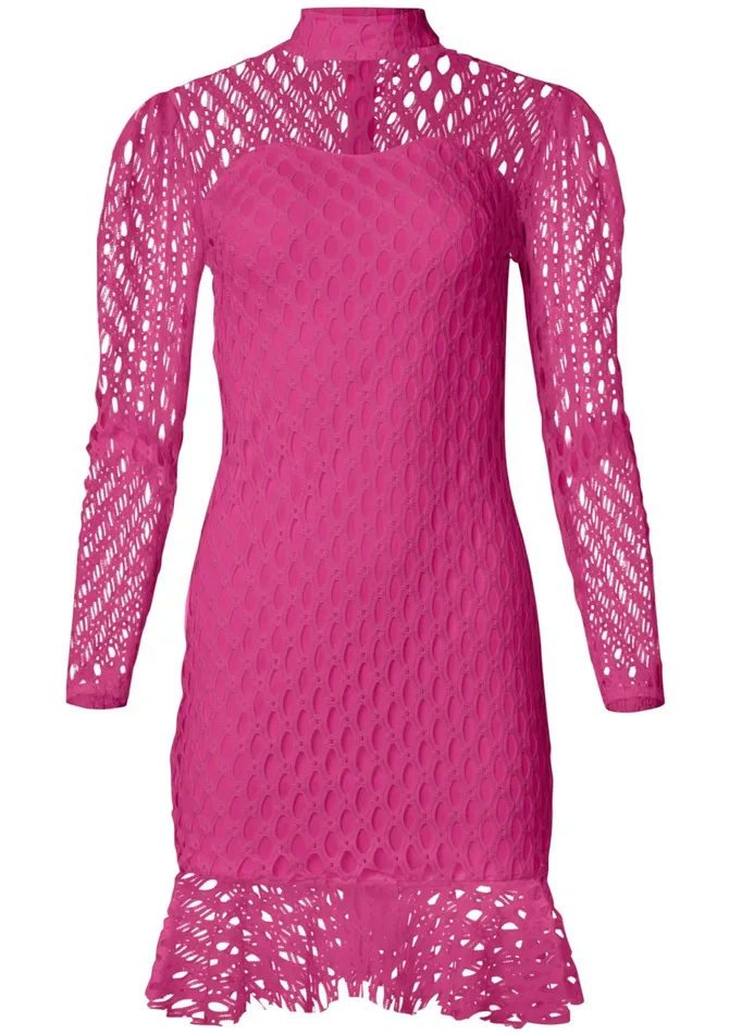 Mockneck Lace Dress Fuchsia Women VENUS Midi Dresses