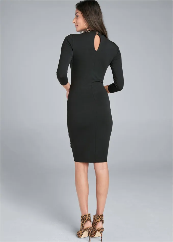 Mockneck Midi Dress Black Women VENUS Casual Dresses