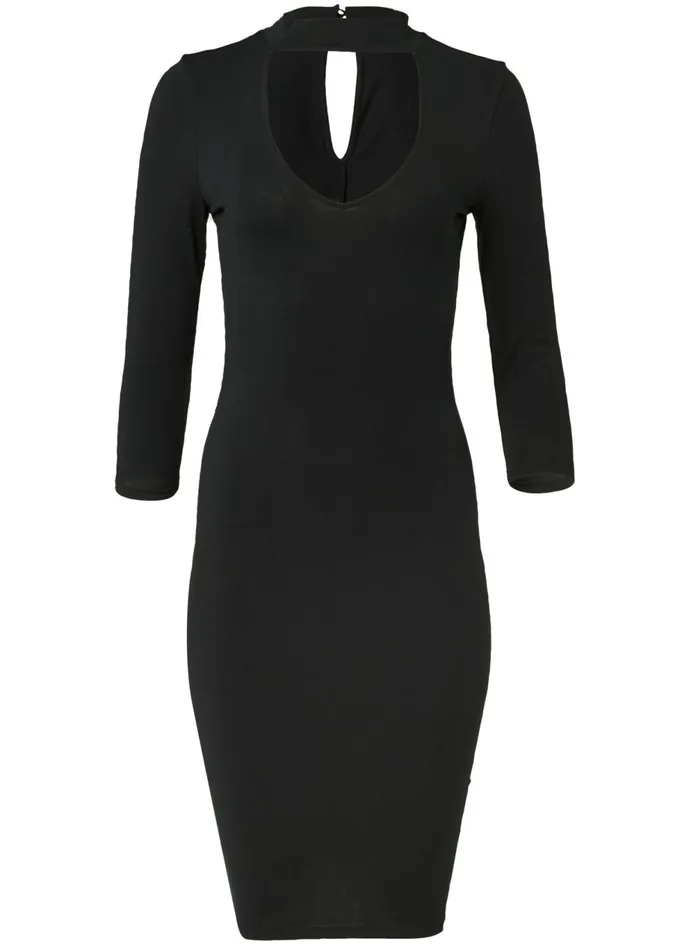 Mockneck Midi Dress Black Women VENUS Casual Dresses