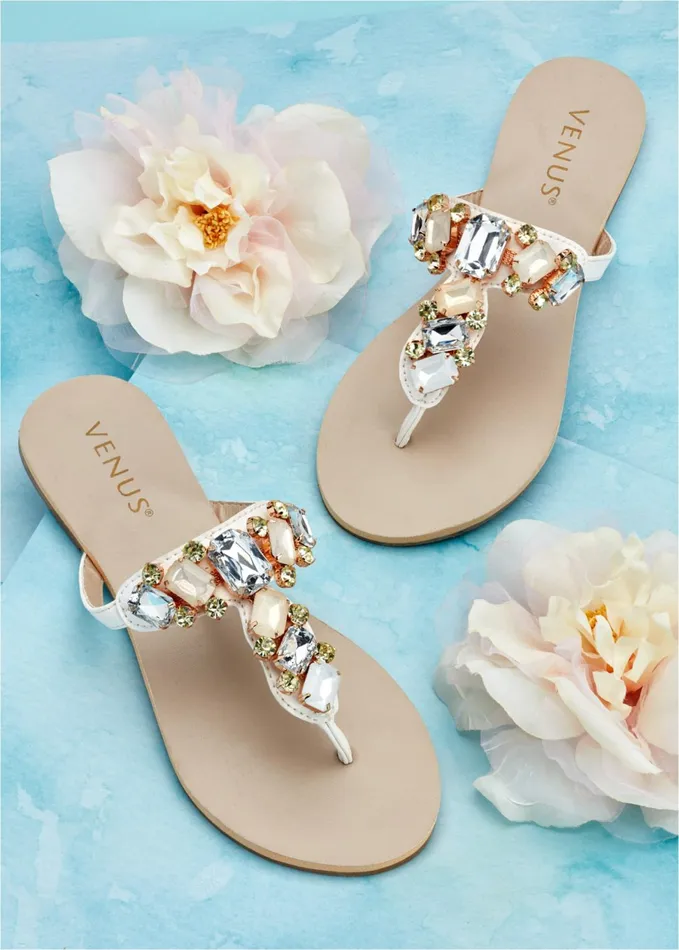 MULTI COLOR STONE SANDALS White Women VENUS Casual