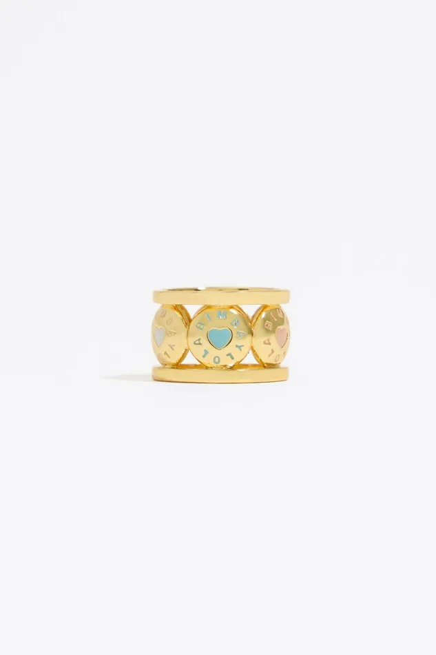 Multicolor Candy Logo Ring Gold Women Bimba Y Lola Jewelry