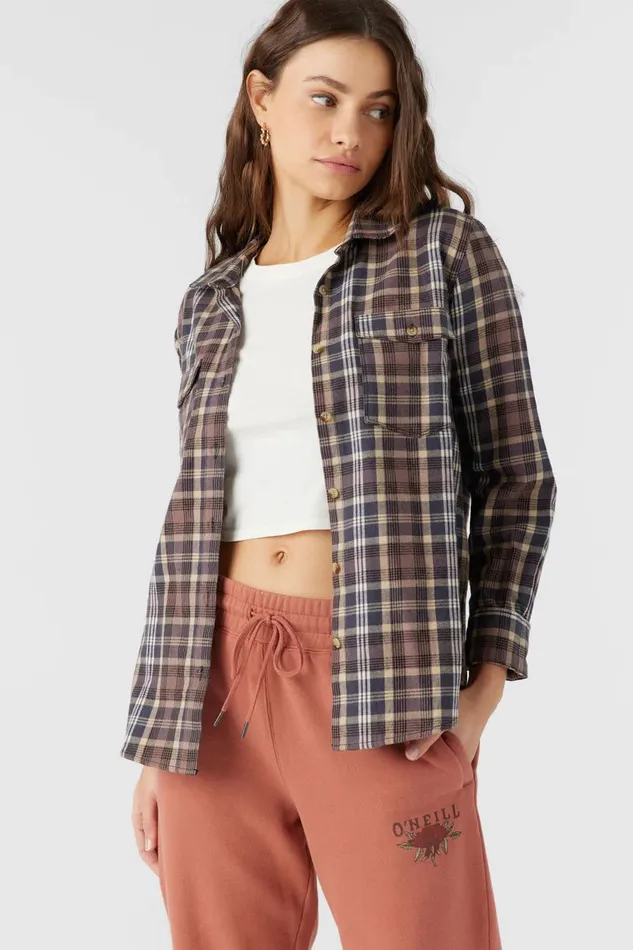 NASH FLANNEL STANDARD FIT SHIRT Black Women O039NEILL Clothing
