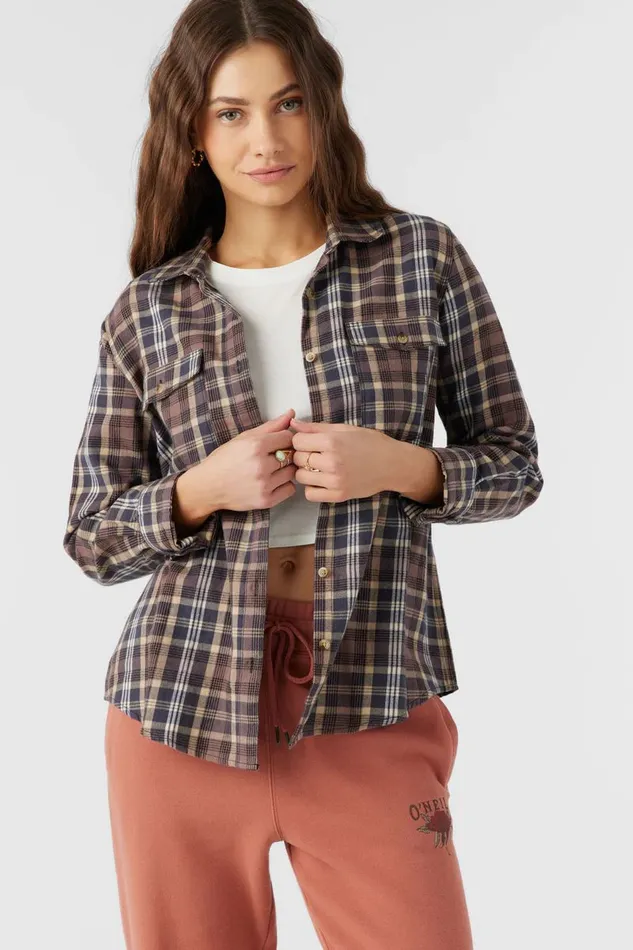 NASH FLANNEL STANDARD FIT SHIRT Black Women O039NEILL Clothing
