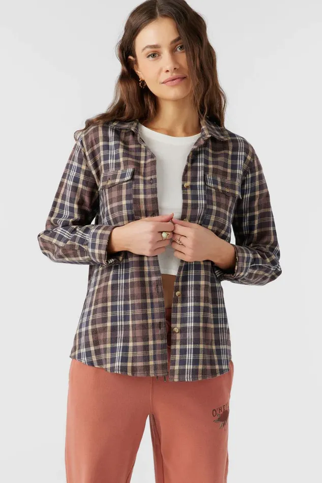 NASH FLANNEL STANDARD FIT SHIRT Black Women O039NEILL Clothing
