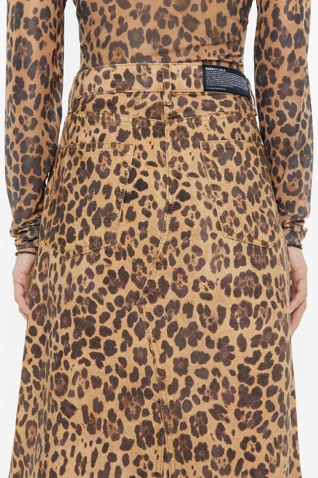 Natural Leopard Aline Denim Skirt Leopard Natural Women Bimba Y Lola Denim Natural Leopard Aline Denim Skirt Leopard Natural Women Bimba Y Lola Denim
