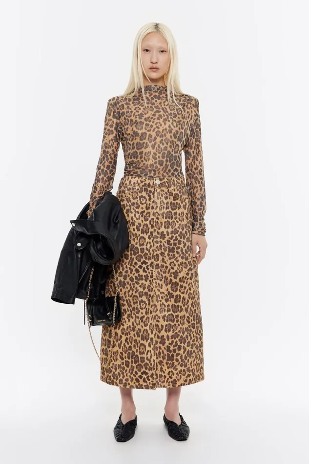 Natural Leopard Aline Denim Skirt Leopard Natural Women Bimba Y Lola Denim Natural Leopard Aline Denim Skirt Leopard Natural Women Bimba Y Lola Denim