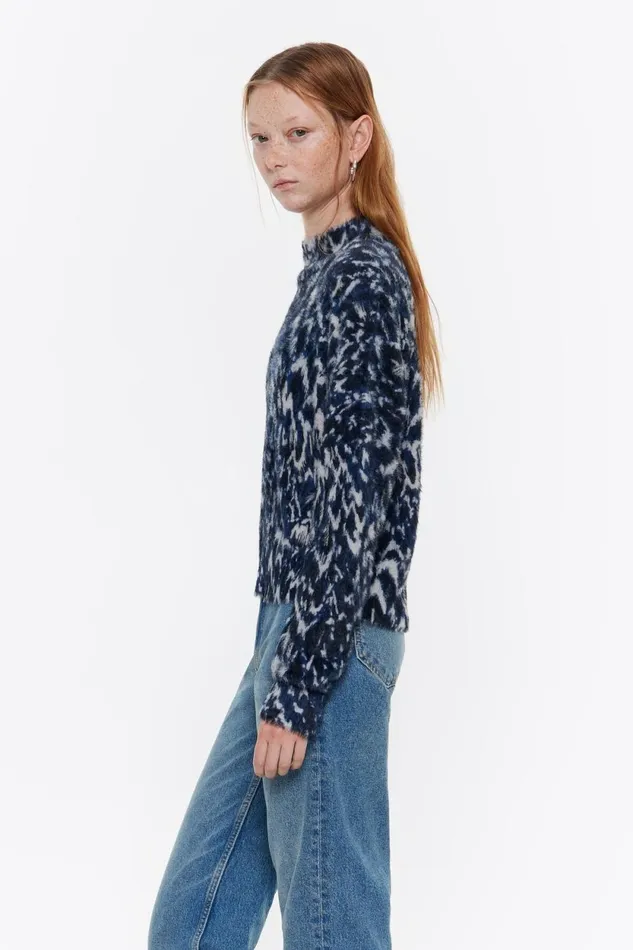 Navy Blue Fluffy Plumancha Boxy Sweater Plumancha Navy Women Bimba Y Lola Knitwear Navy Blue Fluffy Plumancha Boxy Sweater Plumancha Navy Women Bimba Y Lola Knitwear