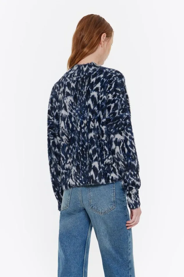 Navy Blue Fluffy Plumancha Boxy Sweater Plumancha Navy Women Bimba Y Lola Knitwear Navy Blue Fluffy Plumancha Boxy Sweater Plumancha Navy Women Bimba Y Lola Knitwear