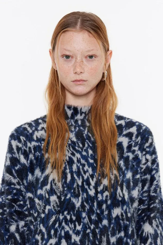 Navy Blue Fluffy Plumancha Boxy Sweater Plumancha Navy Women Bimba Y Lola Knitwear Navy Blue Fluffy Plumancha Boxy Sweater Plumancha Navy Women Bimba Y Lola Knitwear