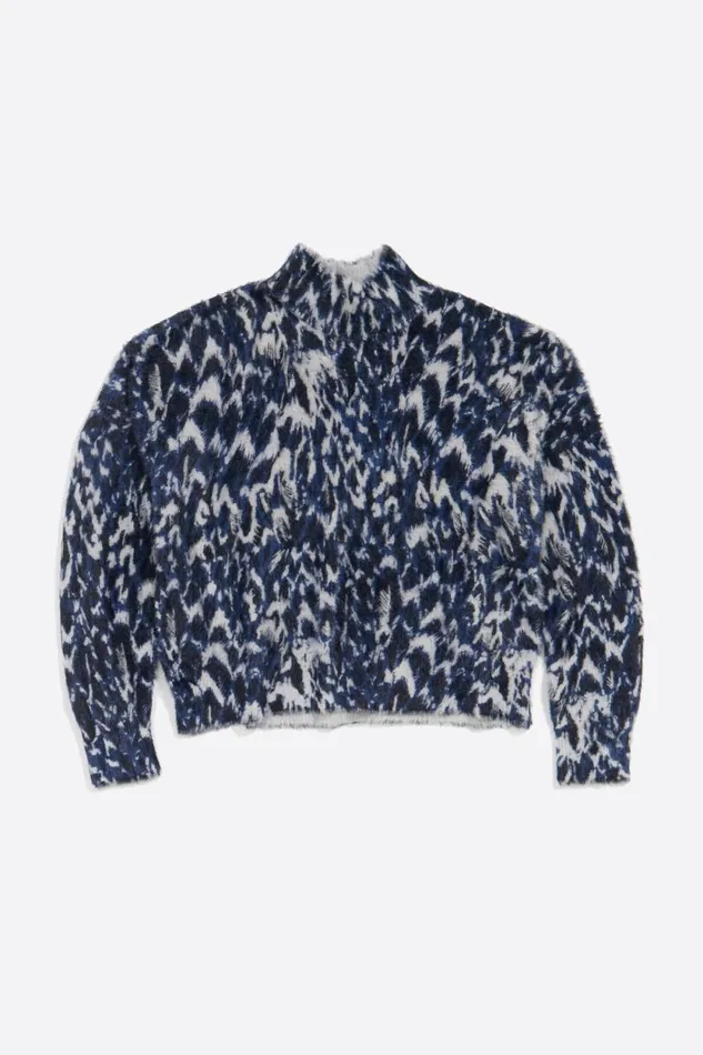 Navy Blue Fluffy Plumancha Boxy Sweater Plumancha Navy Women Bimba Y Lola Knitwear Navy Blue Fluffy Plumancha Boxy Sweater Plumancha Navy Women Bimba Y Lola Knitwear