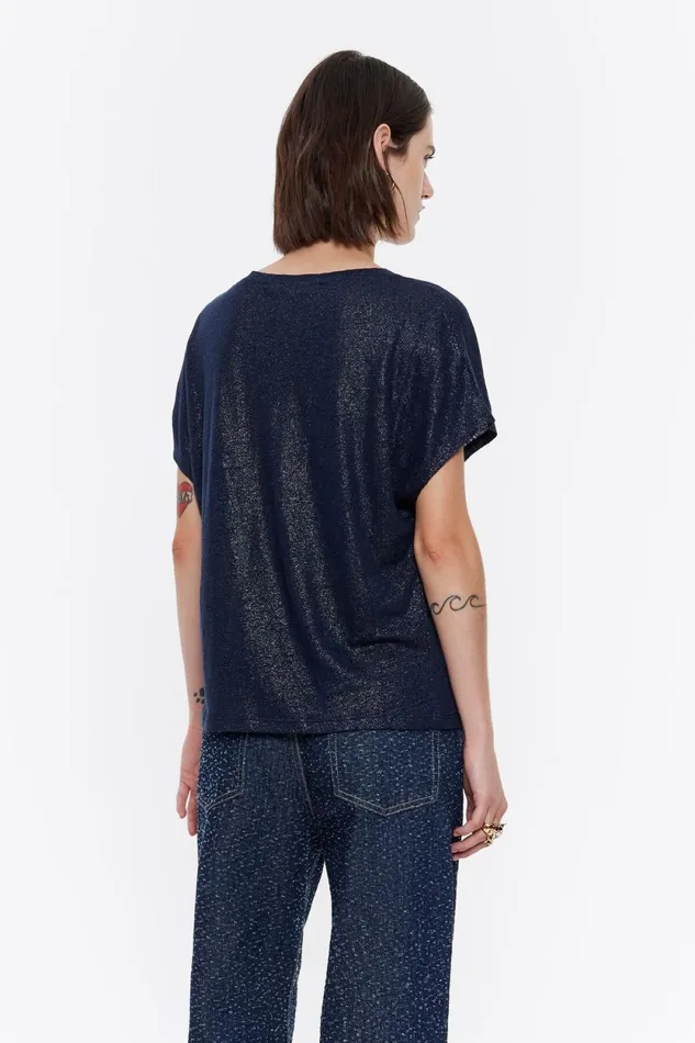 Navy Blue Lurex Tshirt Navy Women Bimba Y Lola TShirts Navy Blue Lurex Tshirt Navy Women Bimba Y Lola TShirts