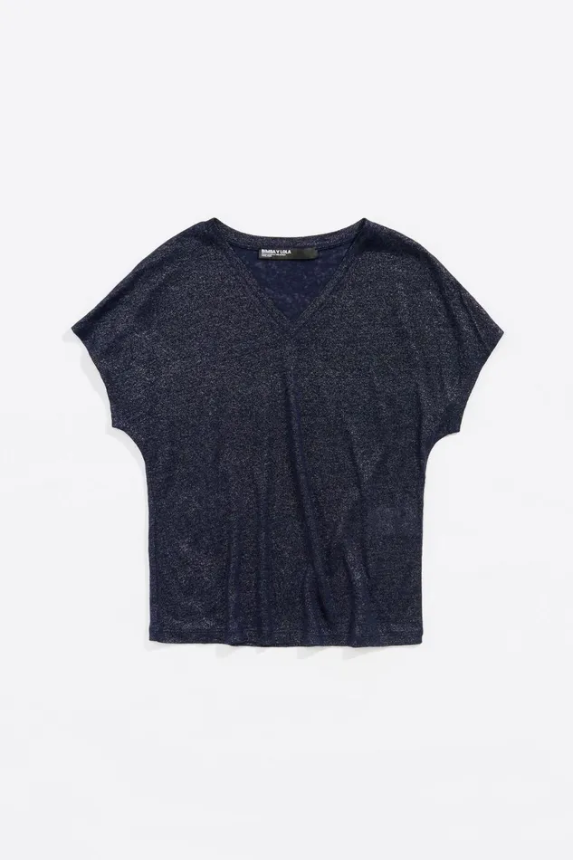 Navy Blue Lurex Tshirt Navy Women Bimba Y Lola TShirts Navy Blue Lurex Tshirt Navy Women Bimba Y Lola TShirts