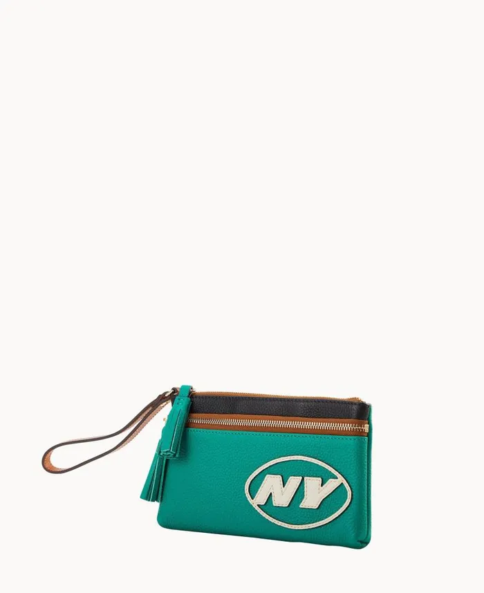 NFL Jets Double Zip Wristlet Jets ManWoman Dooney and Bourke Wallets NFL Jets Double Zip Wristlet Jets ManWoman Dooney and Bourke Wallets
