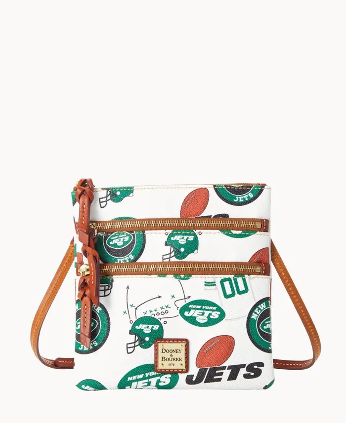 NFL Jets N S Triple Zip Crossbody Jets Woman Dooney and Bourke Crossbodies