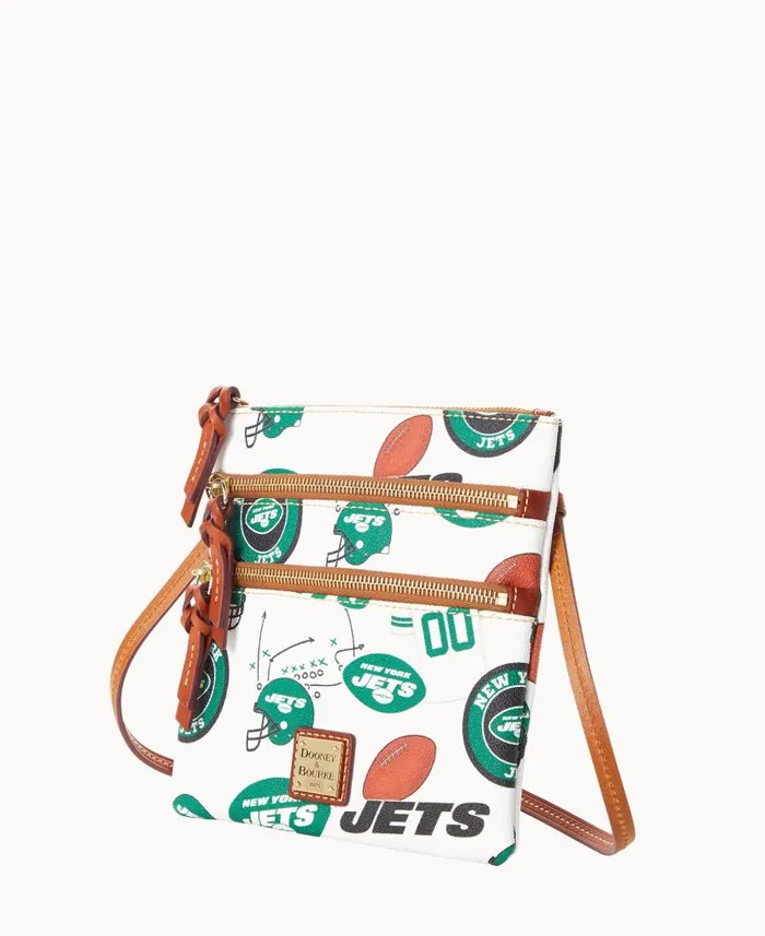NFL Jets N S Triple Zip Crossbody Jets Woman Dooney and Bourke Crossbodies NFL Jets N S Triple Zip Crossbody Jets Woman Dooney and Bourke Crossbodies