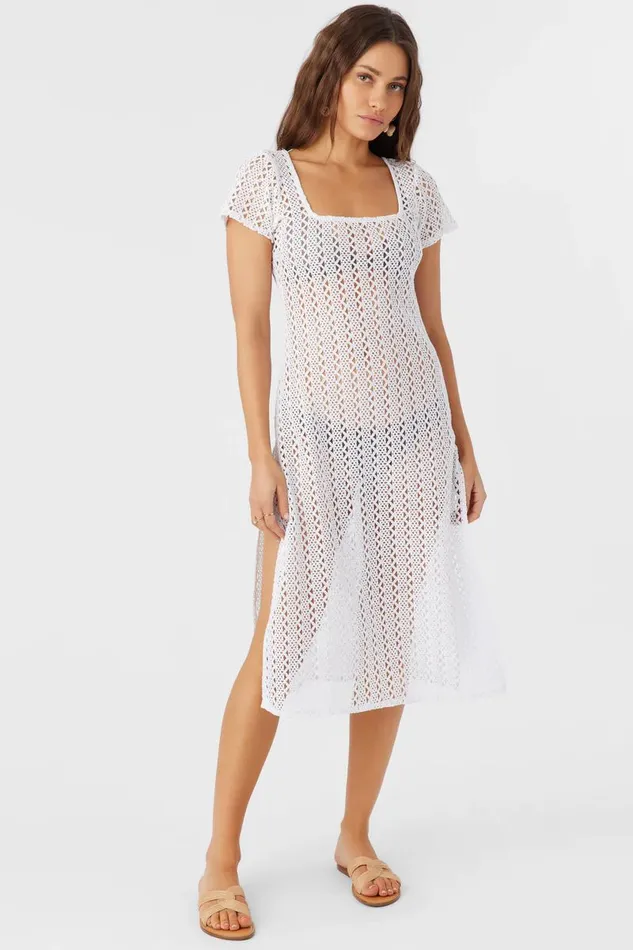 NINA MIDI CROCHET LACE COVERUP DRESS White Women O039NEILL Swim