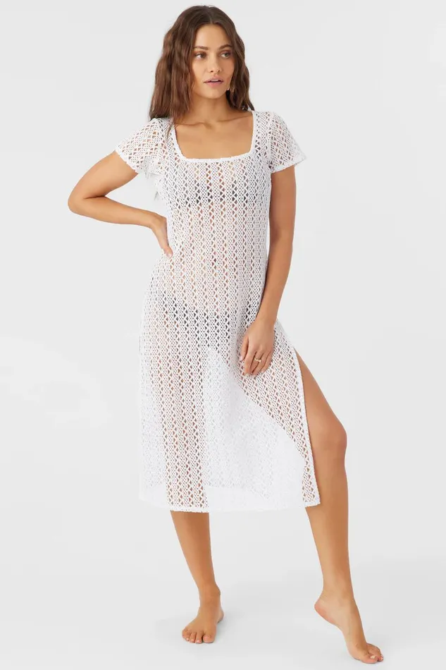NINA MIDI CROCHET LACE COVERUP DRESS White Women O039NEILL Swim