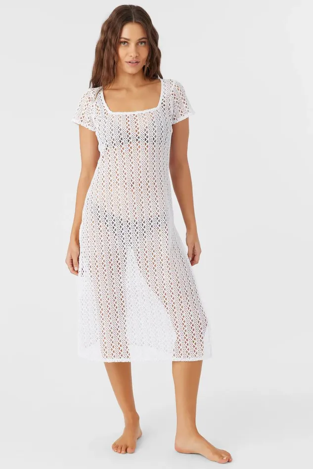 NINA MIDI CROCHET LACE COVERUP DRESS White Women O039NEILL Swim